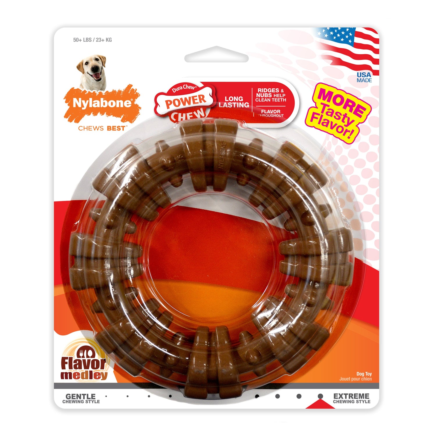 Nylabone Power Chew Textured Dog Ring Toy Flavor Medley, 1ea/XL/Souper  50 Lbs. 1 ct