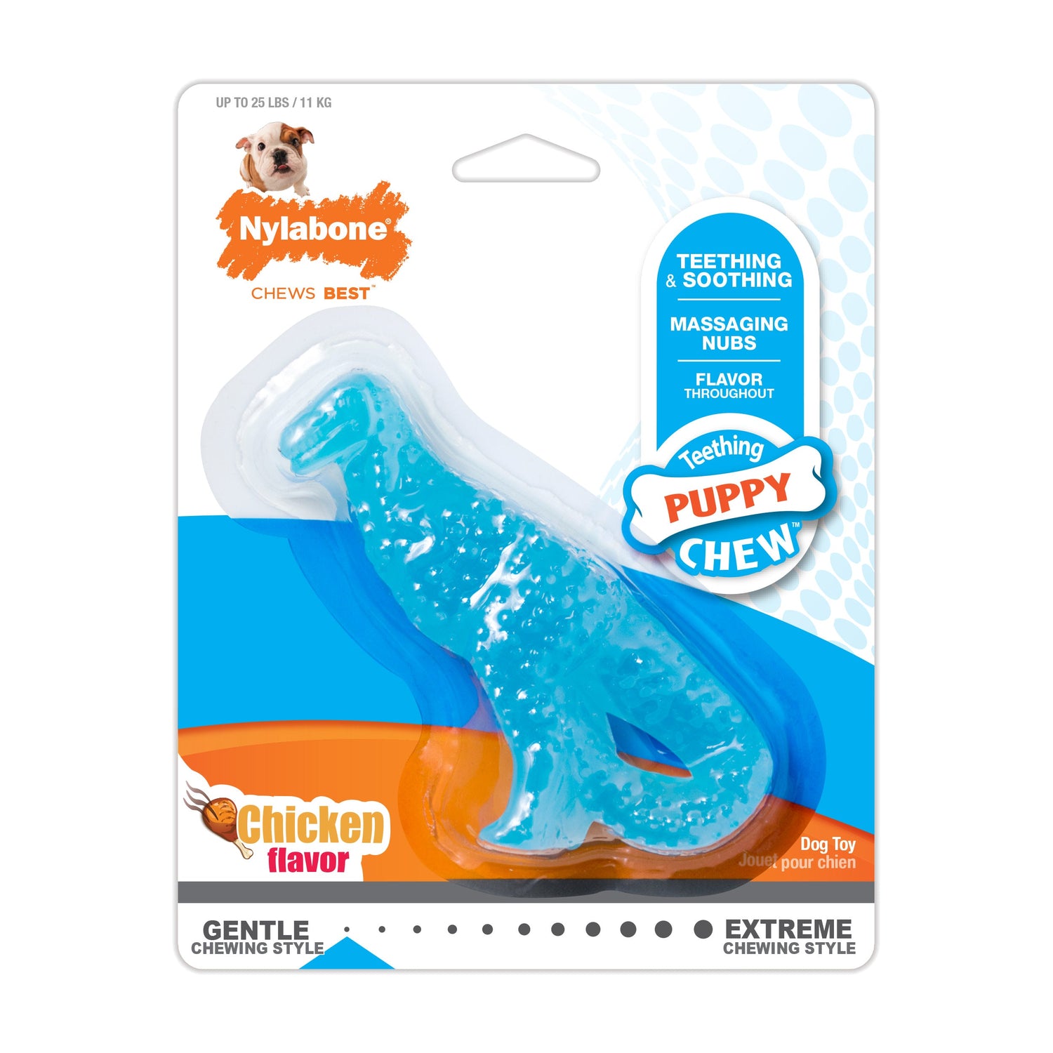 Nylabone Puppy Dental Dinosaur Chew Toy for Teething Puppies Chicken, 1ea/SMall/Regular  Up To 25 Ibs. 1 ct