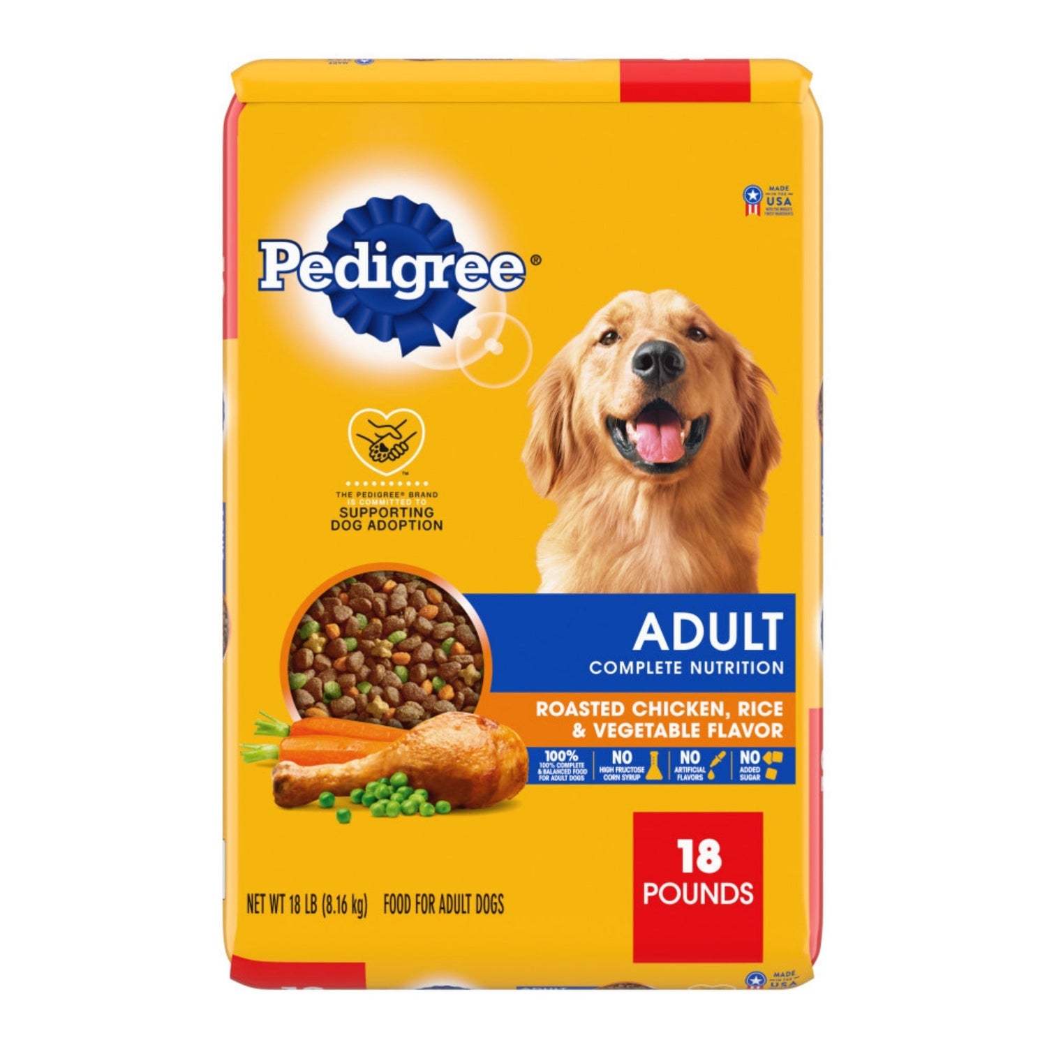 Pedigree Complete Nutrition Adult Dry Dog Food Roasted Chicken, Rice & Vegetable 18lb
