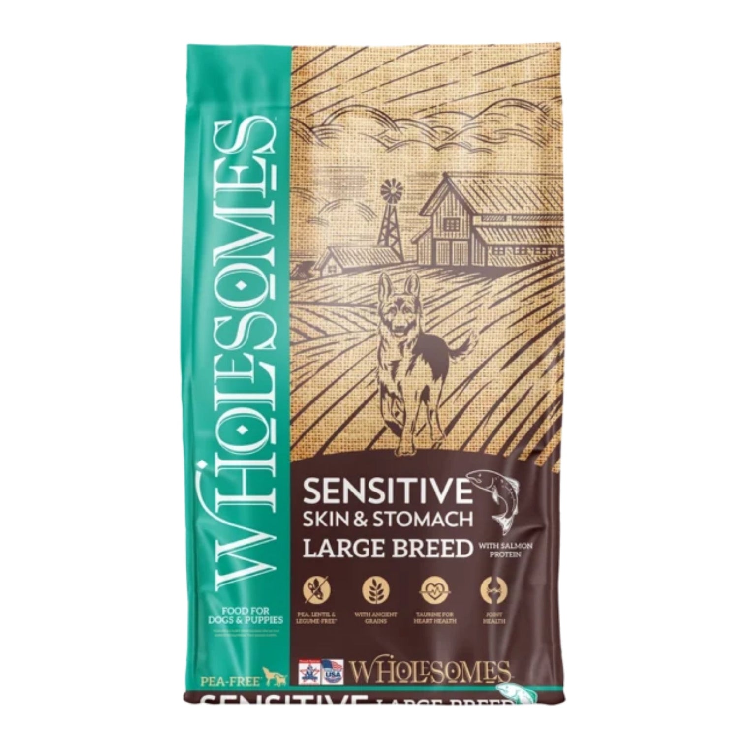Wholesomes Sensitive Skin & Stomach Large Breed Dry Dog Food Salmon 30lb