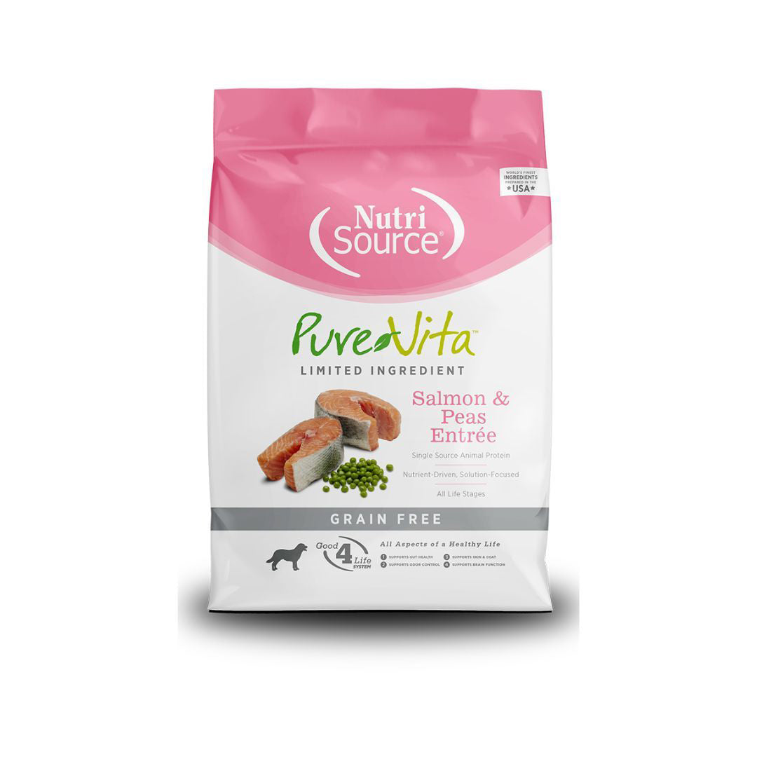 NutriSource PureVita LID Grain Free Dry Dog Food Salmon & Peas Entrée 25lb