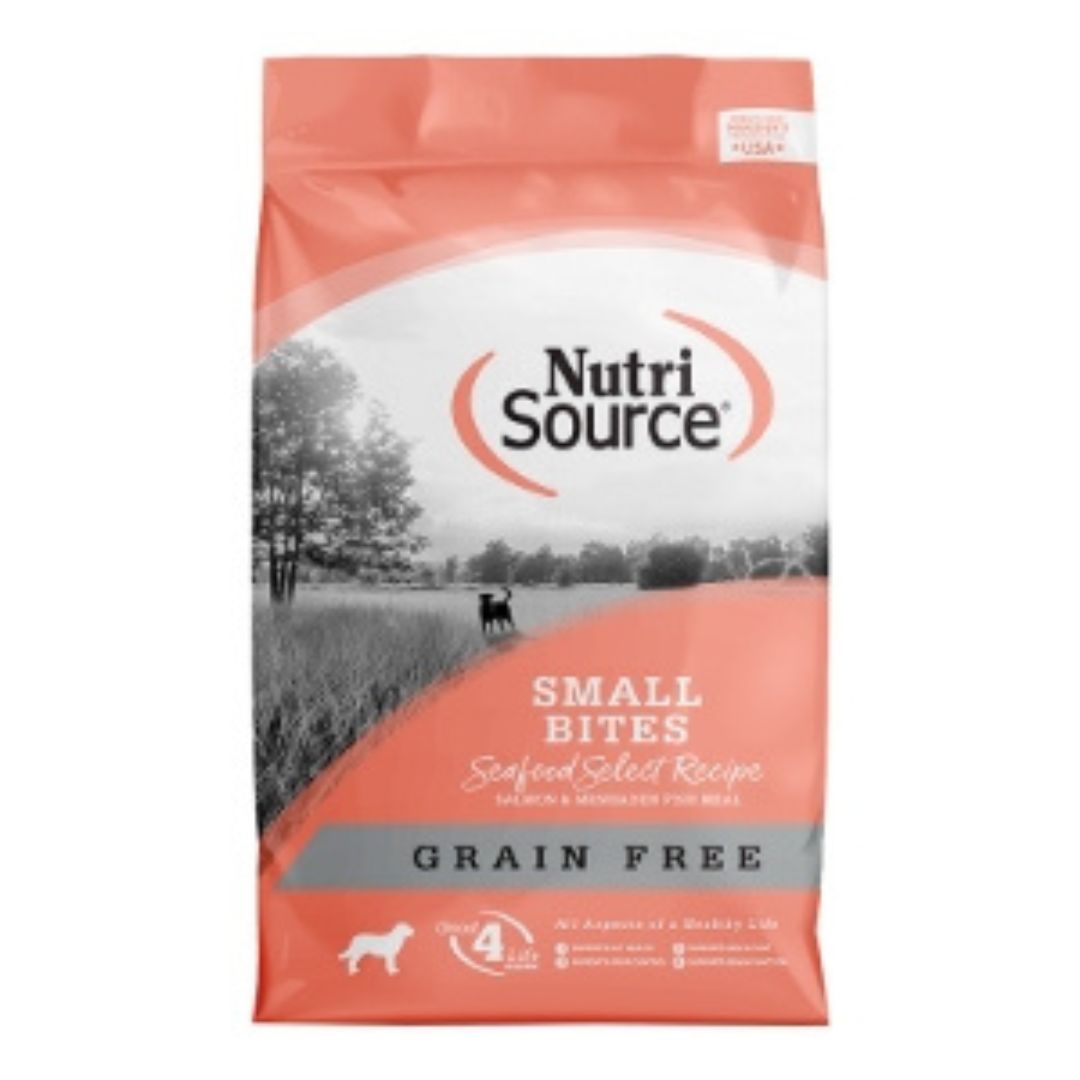 NutriSource Select Recipe Small Bites Grain Free Dry Dog Food Seafood Select 4lb