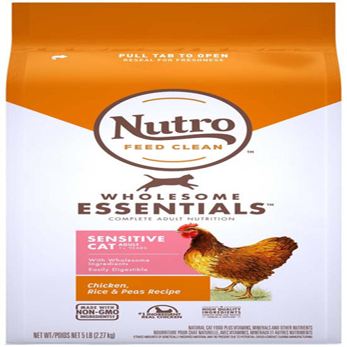 Nutro Products Wholesome Essentials Sensitive Adult Dry Cat Food Chicken, Rice & Peas 5lb