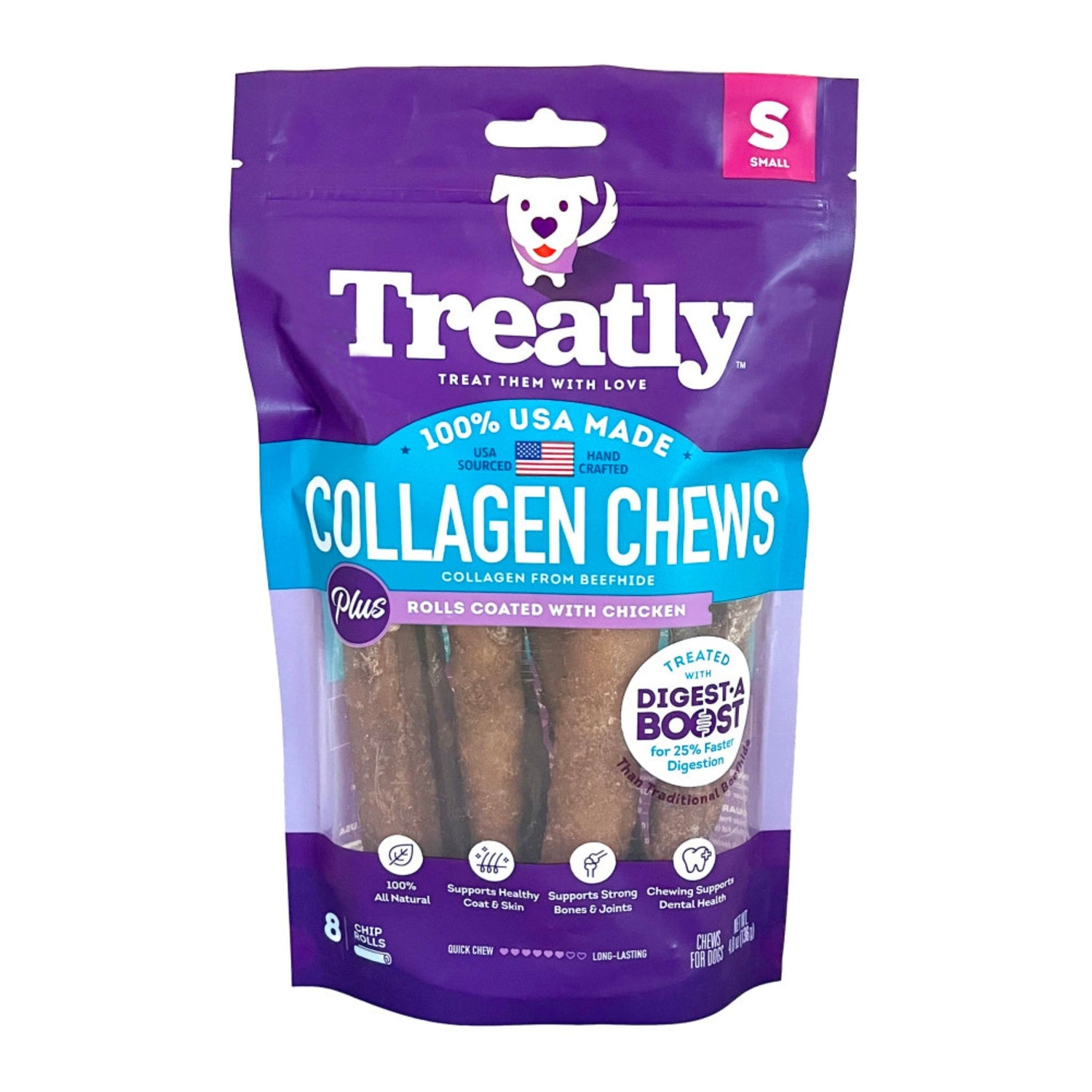 Treatly Collagen Chew Rolls Dog Treats Chicken, 1ea/SM, 8 pk