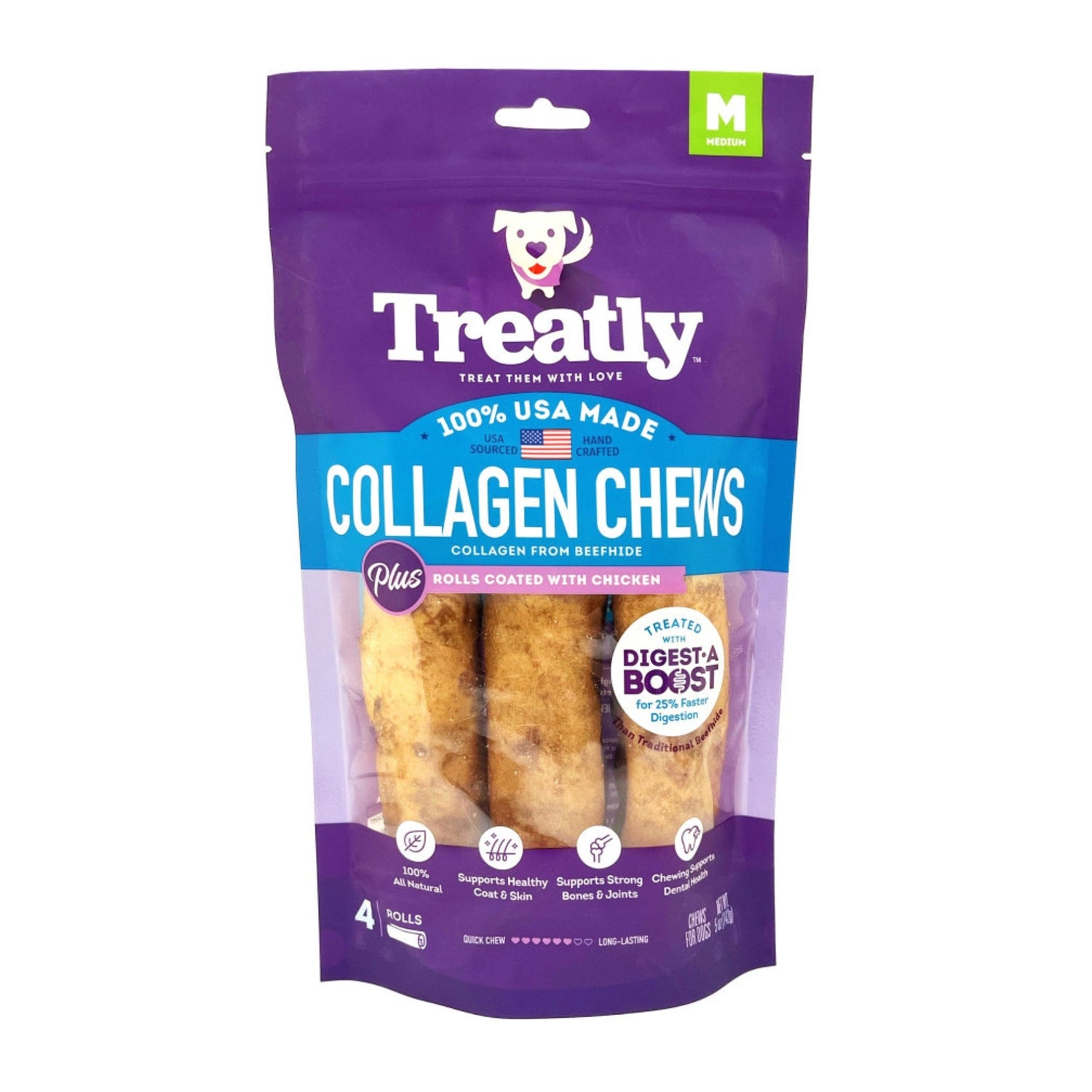 Treatly Collagen Chew Rolls Dog Treats Chicken, 1ea/MD, 4 pk