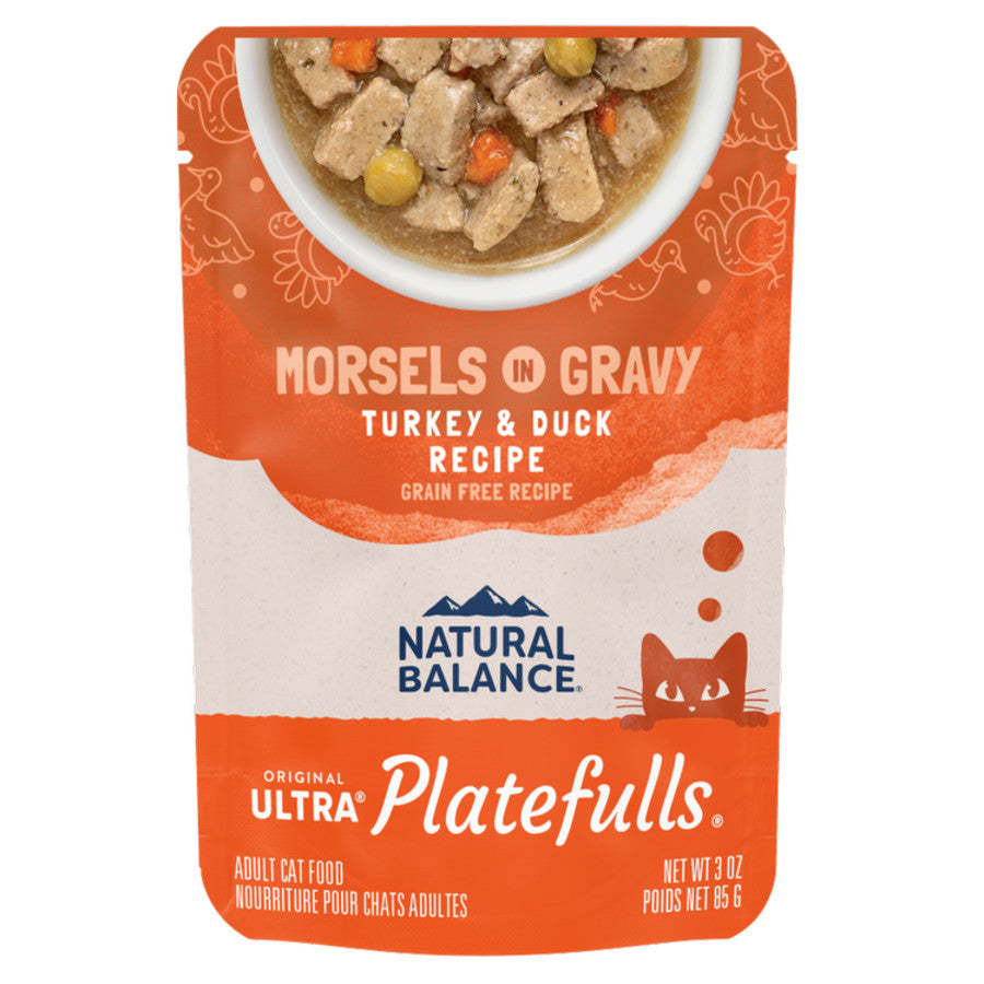 Natural Balance Pet Foods Original Ultra Platefulls Morsels in Gravy Wet Cat Food Pouch Turkey & Duck 3oz