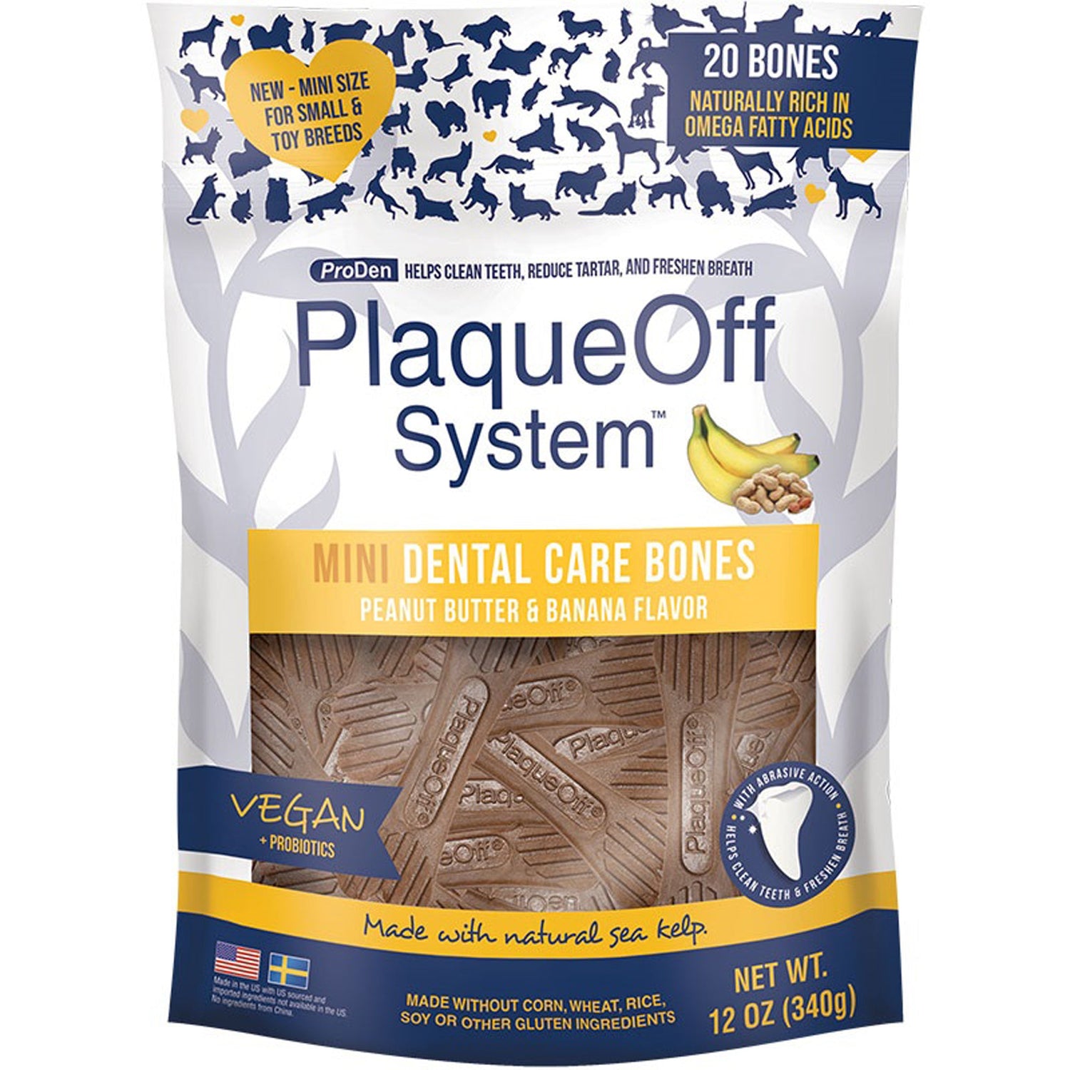 Proden Dog Mini Dental Bone Peanut Butter 12oz.
