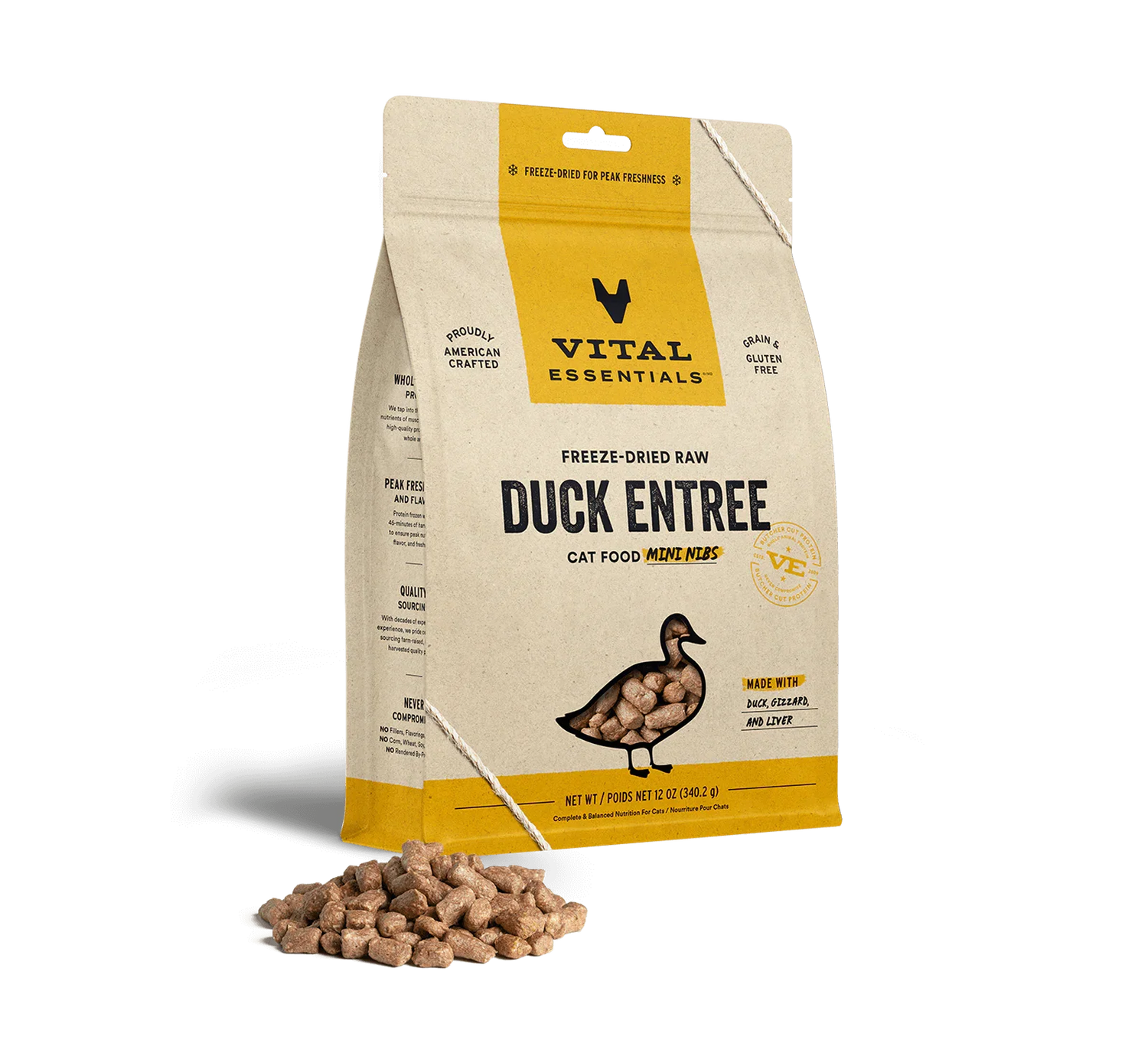 Vital Essentials Cat Freeze Dried Mini Nibs Duck 12oz.