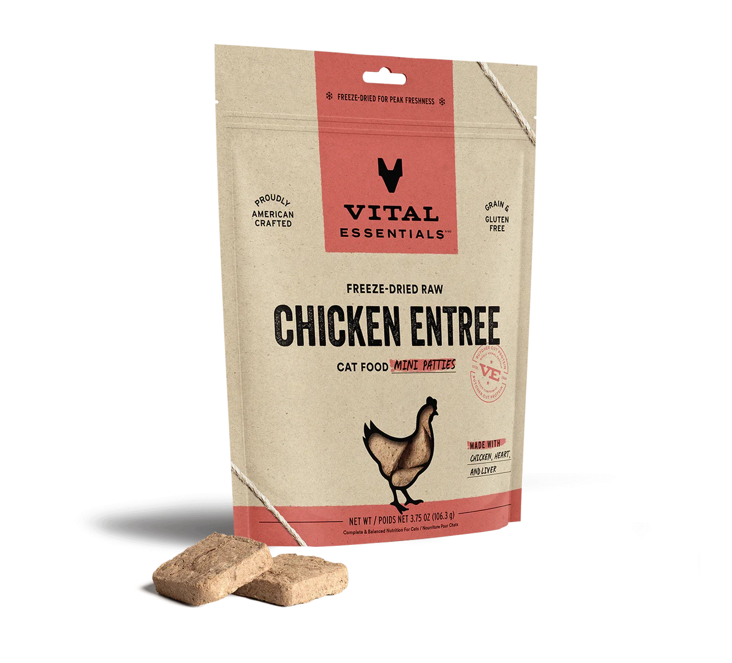 Vital Essentials Cat Freeze Dried Mini Patties Chicken 3.75oz.