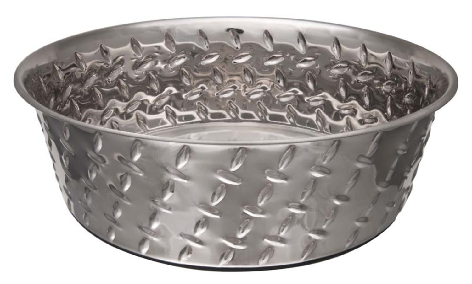Loving Pets Diamond Plate Bowls with Non Skid Bottom Dog Dish Bowl Silver, 1ea/3 qt