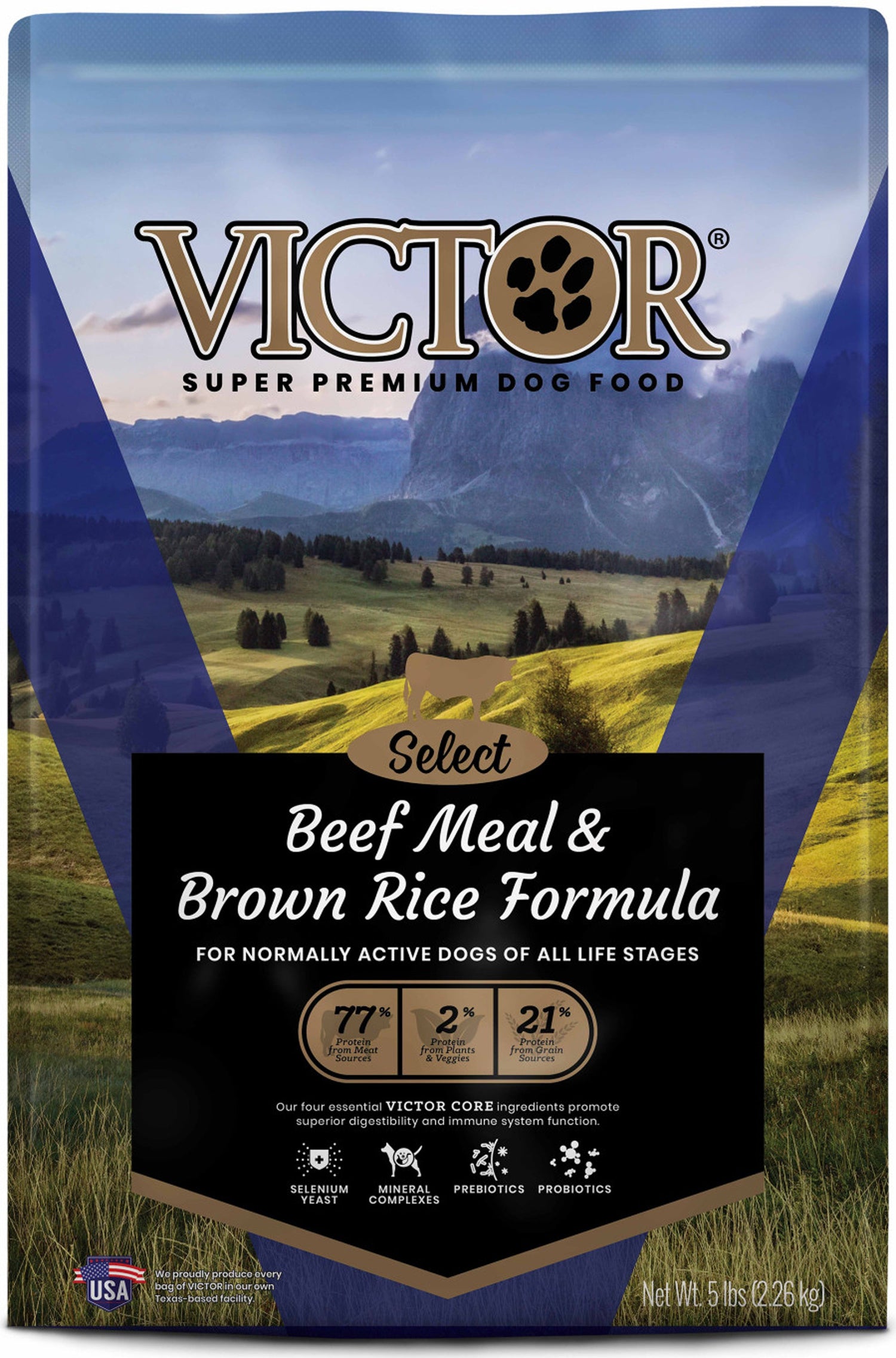 Victor Super Premium Dog Food Select Dry Dog Food Beef Meal & Brown Rice 5lb