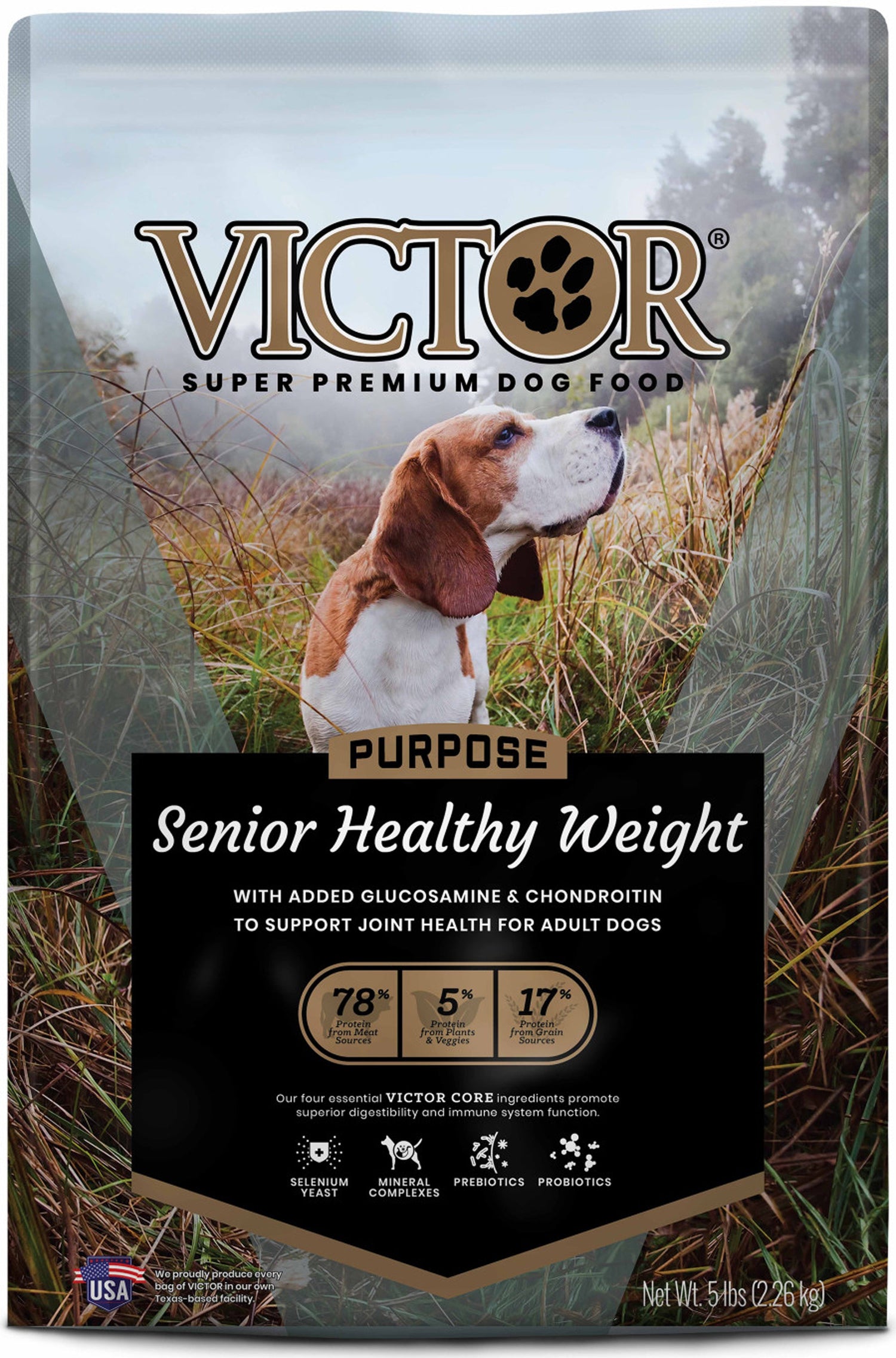 Victor Super Premium Dog Food Purpose Senior Healthy Weight Dry Dog Food Beef & Brown Rice 5lb