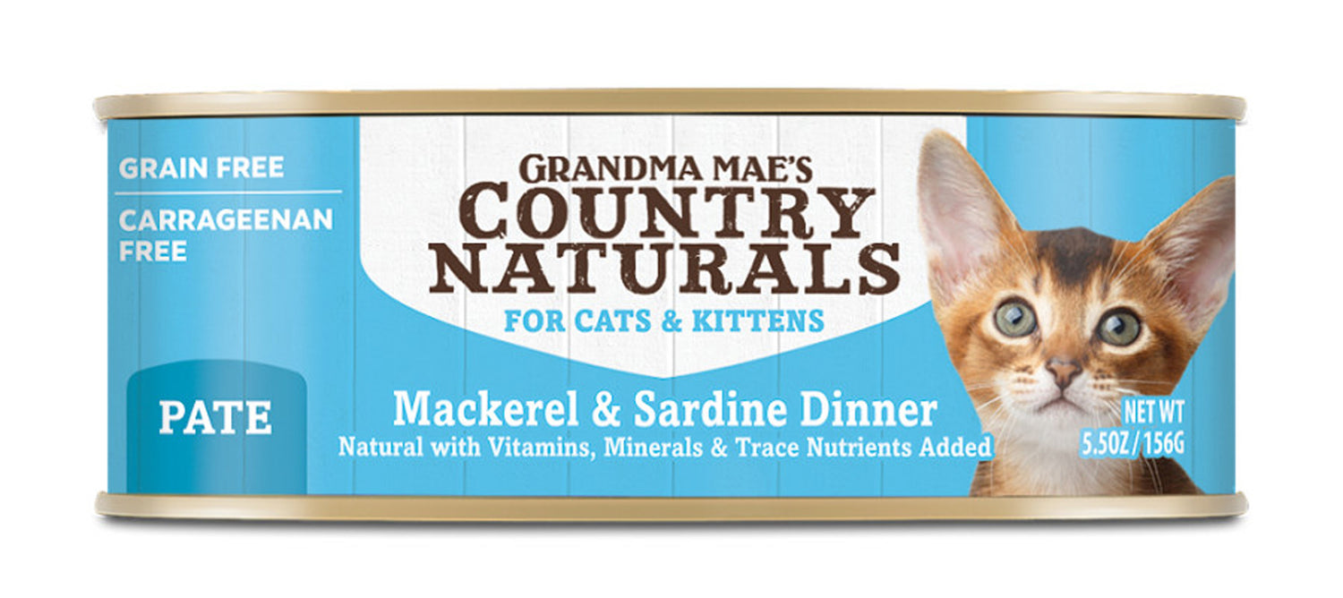 Grandma Mae's Country Naturals Grain Free Wet Cat Food Mackerel & Sardine 5.5oz 24pk