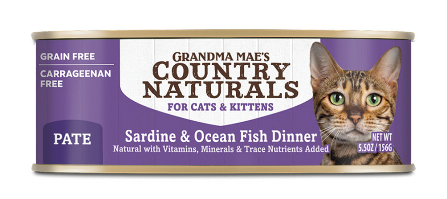 Grandma Mae's Country Naturals Grain Free Wet Cat Food Sardine & Ocean Fish 5.5oz 24pk
