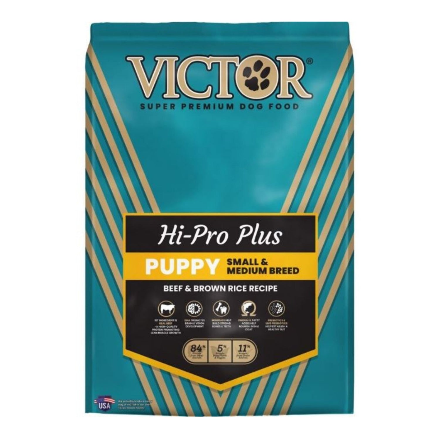 Victor Classic Hi-Pro Plus Small/Medium Breed Puppy Food Beef/Brown Rice 5 Lb
