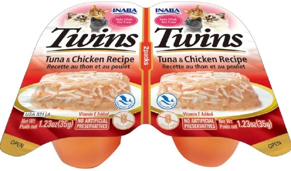 Inaba Twins Side Dish For Cats Tuna/Chicken 1.23oz. 2 Pk (Case of 6)